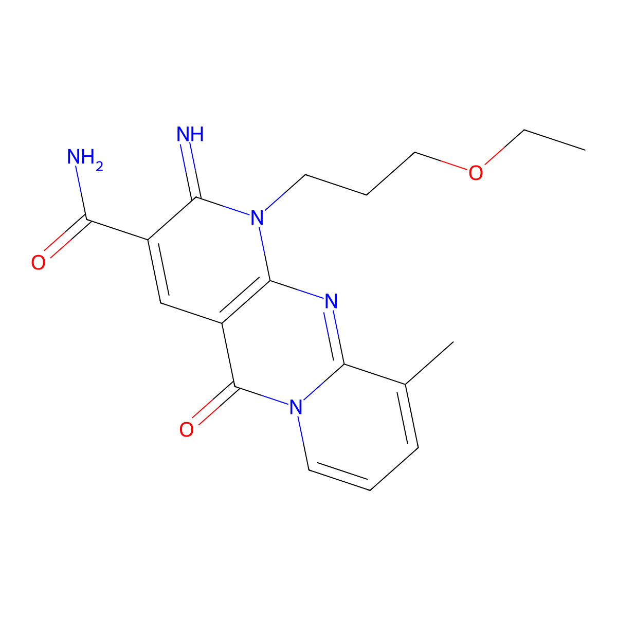 7-(3-Ethoxypropyl)-6-imino-11-methyl-2-oxo-1,7,9-triazatricyclo[8.4.0.0^{3,8}]tetradeca-3(8),4,9,11,13-pentaene-5-carboxamide molecular structure, CAS 663219-04-3