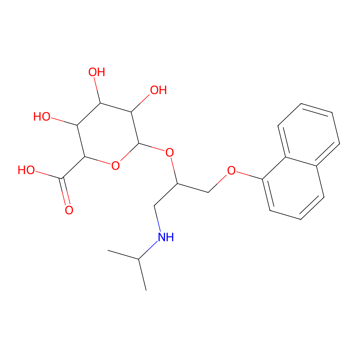Propranolol glucuronide molecular structure, CAS 66322-66-5