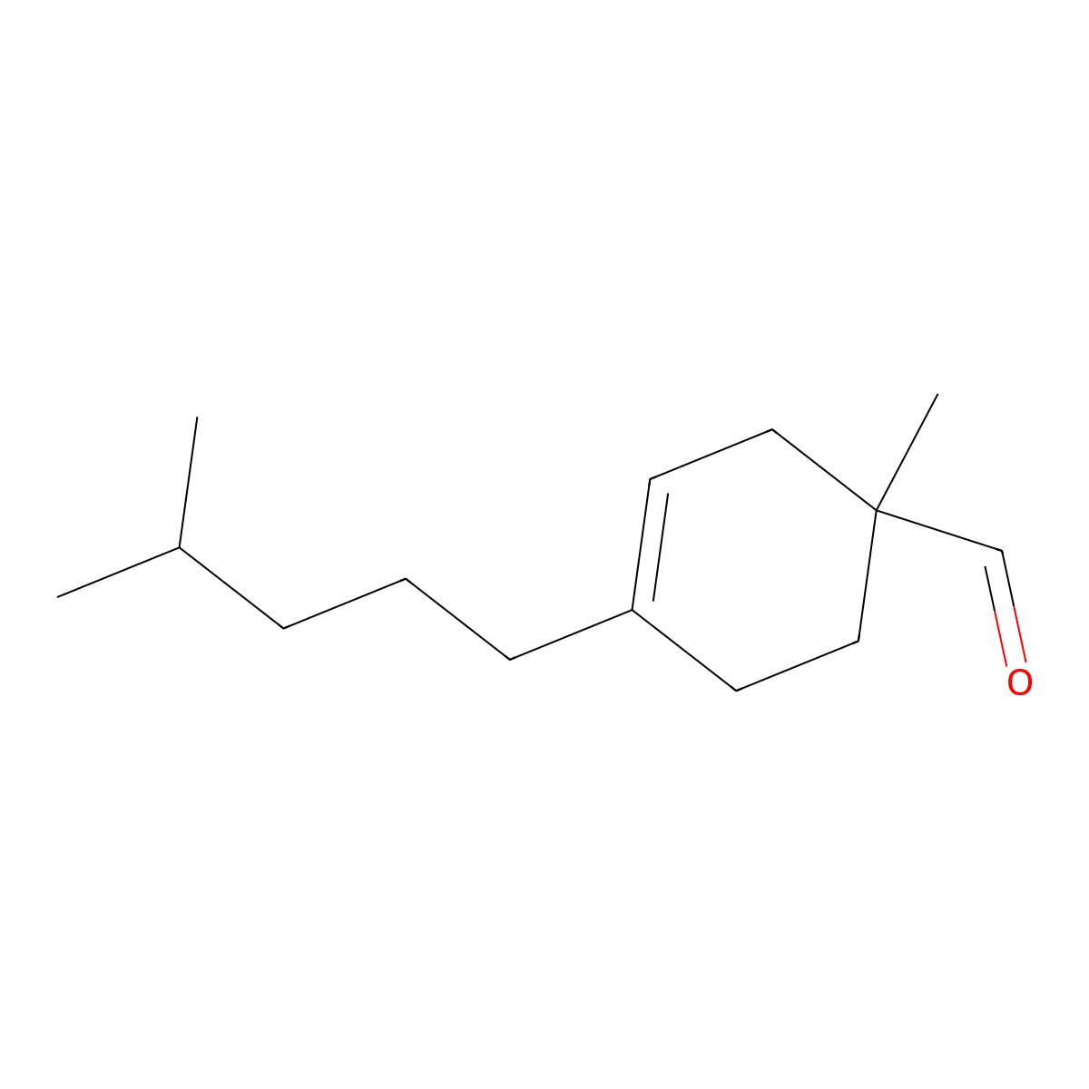 1-Methyl-4-(4-methylpentyl)cyclohex-3-ene-1-carbaldehyde molecular structure, CAS 66327-54-6