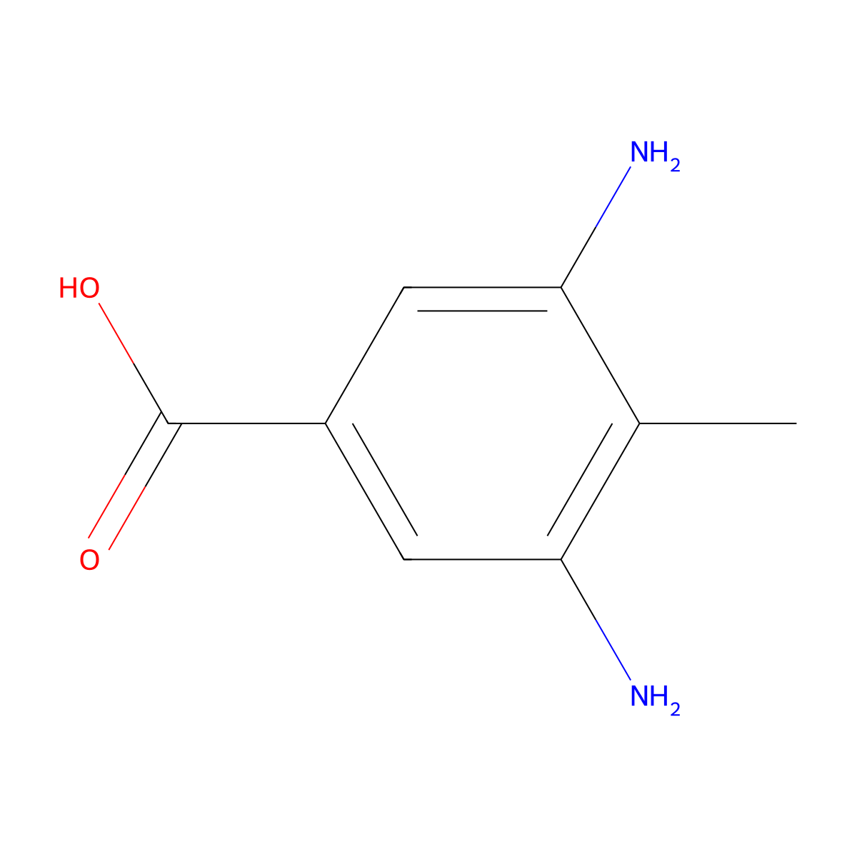 3,5-Diamino-4-methylbenzoic acid molecular structure, CAS 6633-36-9