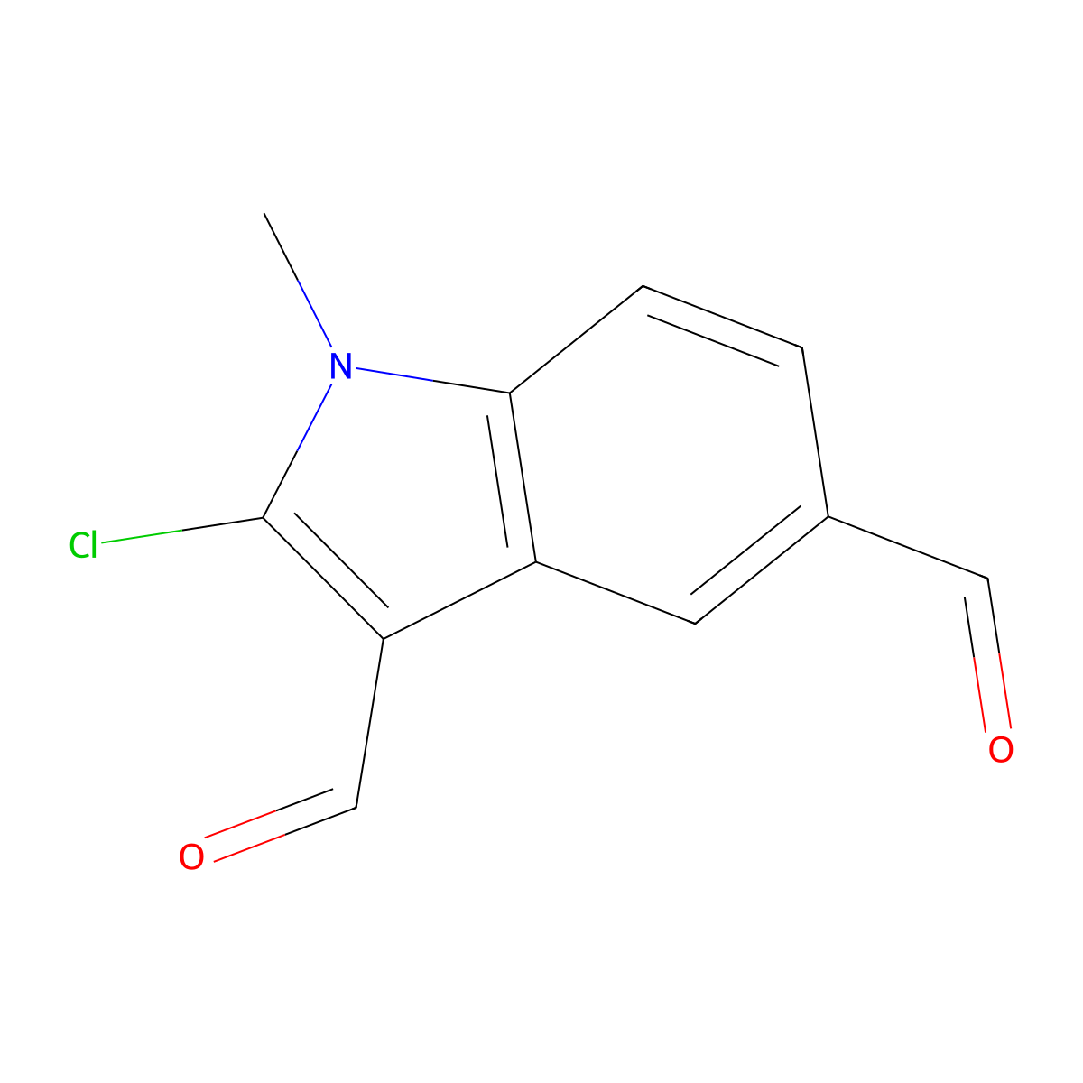 2-chloro-1-methyl-1H-indole-3,5-dicarbaldehyde molecular structure, CAS 66335-32-8