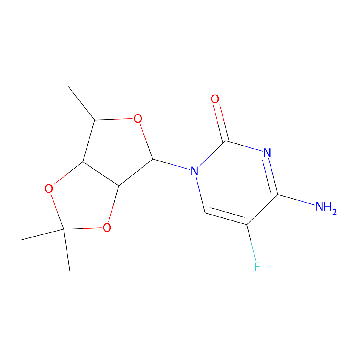 5'-Deoxy-2',3'-O-isopropylidene-5-fluorocytidine molecular structure, CAS 66335-37-3
