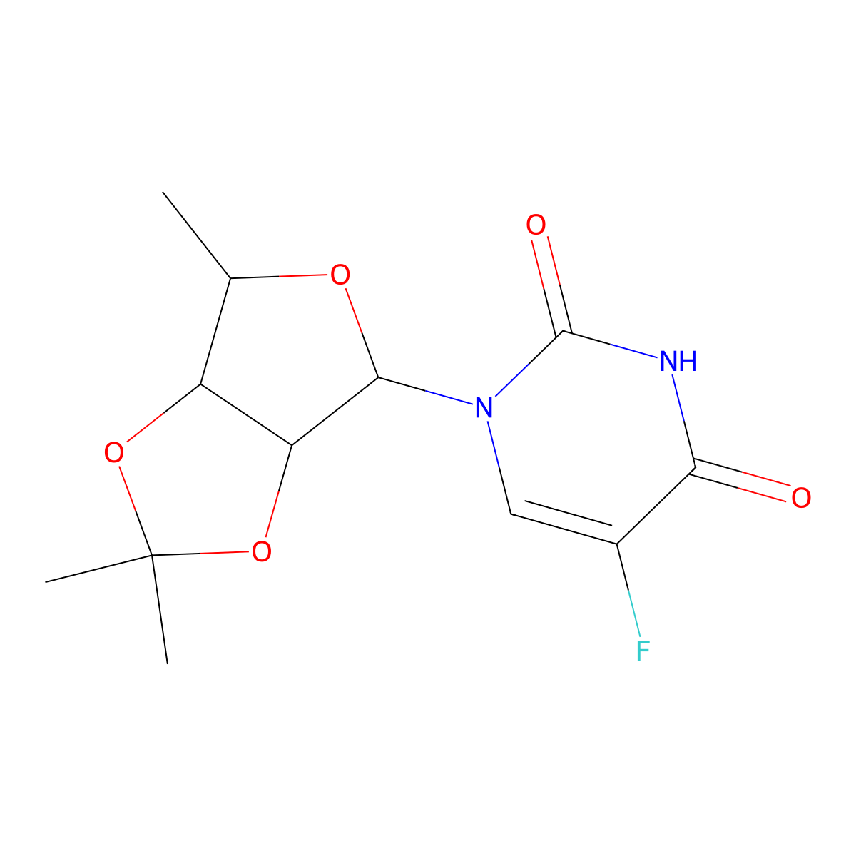 5'-Deoxy-2',3'-O-isopropylidene-5-fluorouridine molecular structure, CAS 66335-39-5