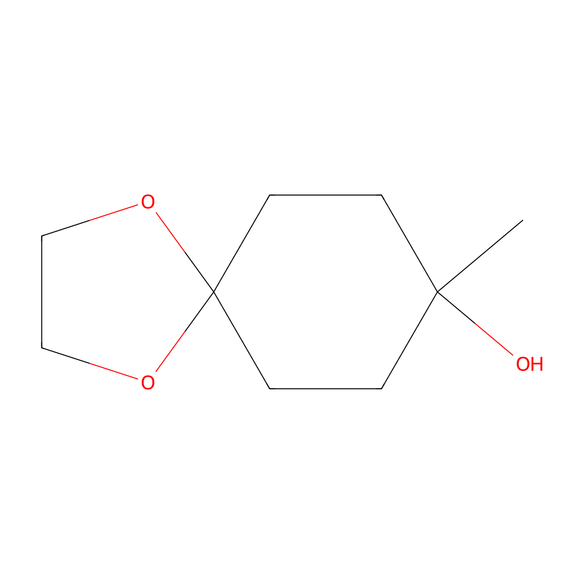 8-Methyl-1,4-dioxaspiro(4.5)decan-8-ol molecular structure, CAS 66336-42-3