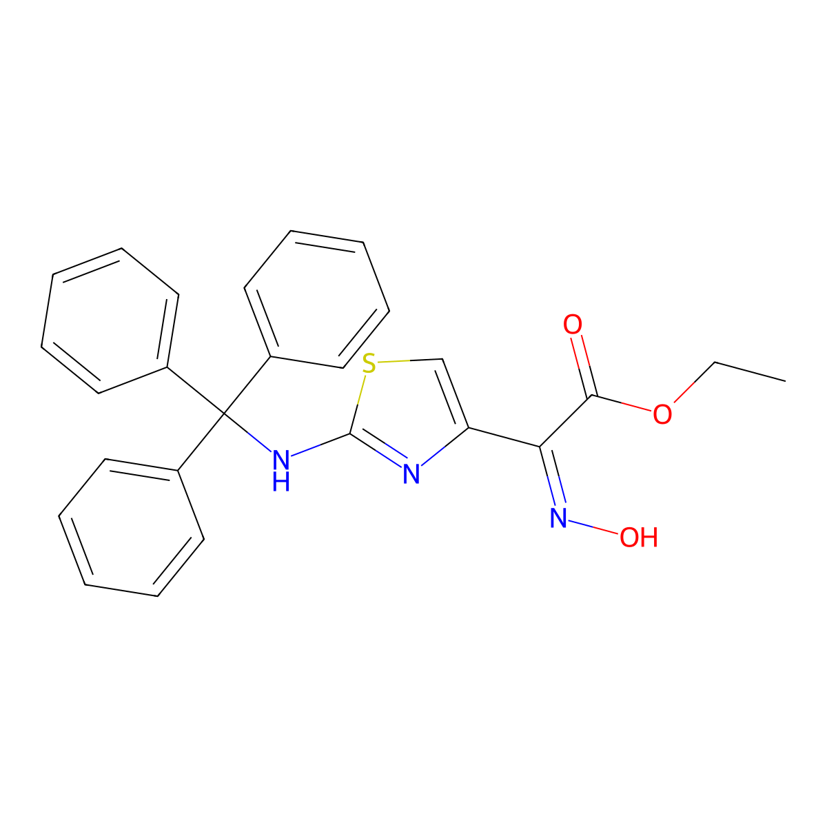 (Z)-Ethyl 2-(hydroxyimino)-2-(2-(tritylamino)thiazol-4-yl)acetate molecular structure, CAS 66338-99-6
