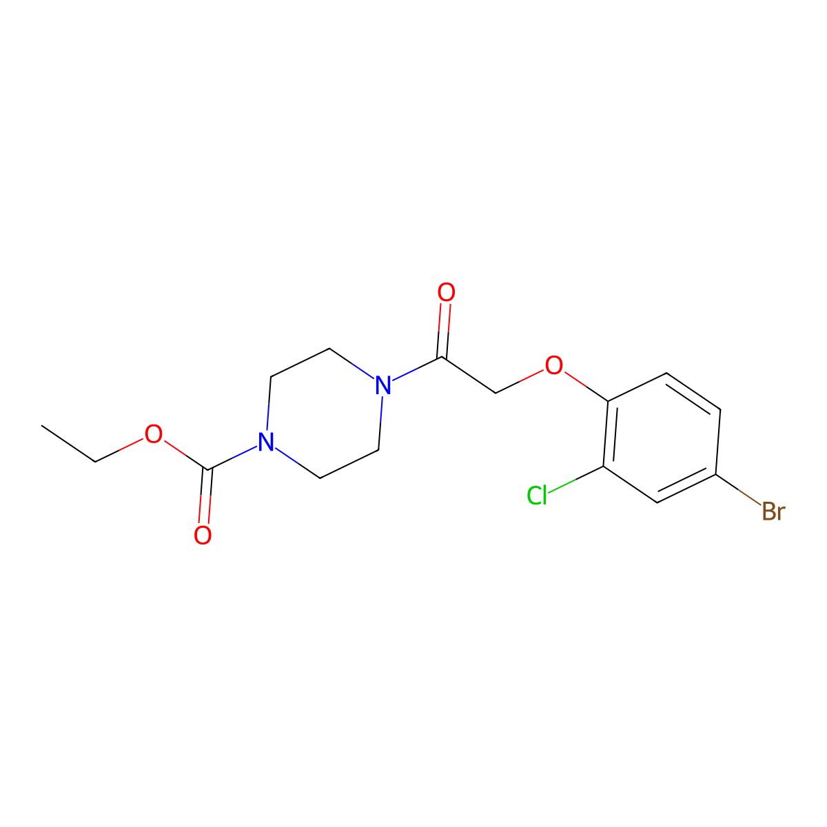 4-[2-(4-Bromo-2-chlorophenoxy)-1-oxoethyl]-1-piperazinecarboxylic acid ethyl ester molecular structure, CAS 6634-30-6
