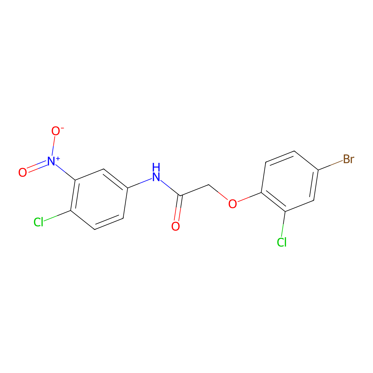 2-(4-bromo-2-chlorophenoxy)-N-(4-chloro-3-nitrophenyl)acetamide molecular structure, CAS 6634-77-1