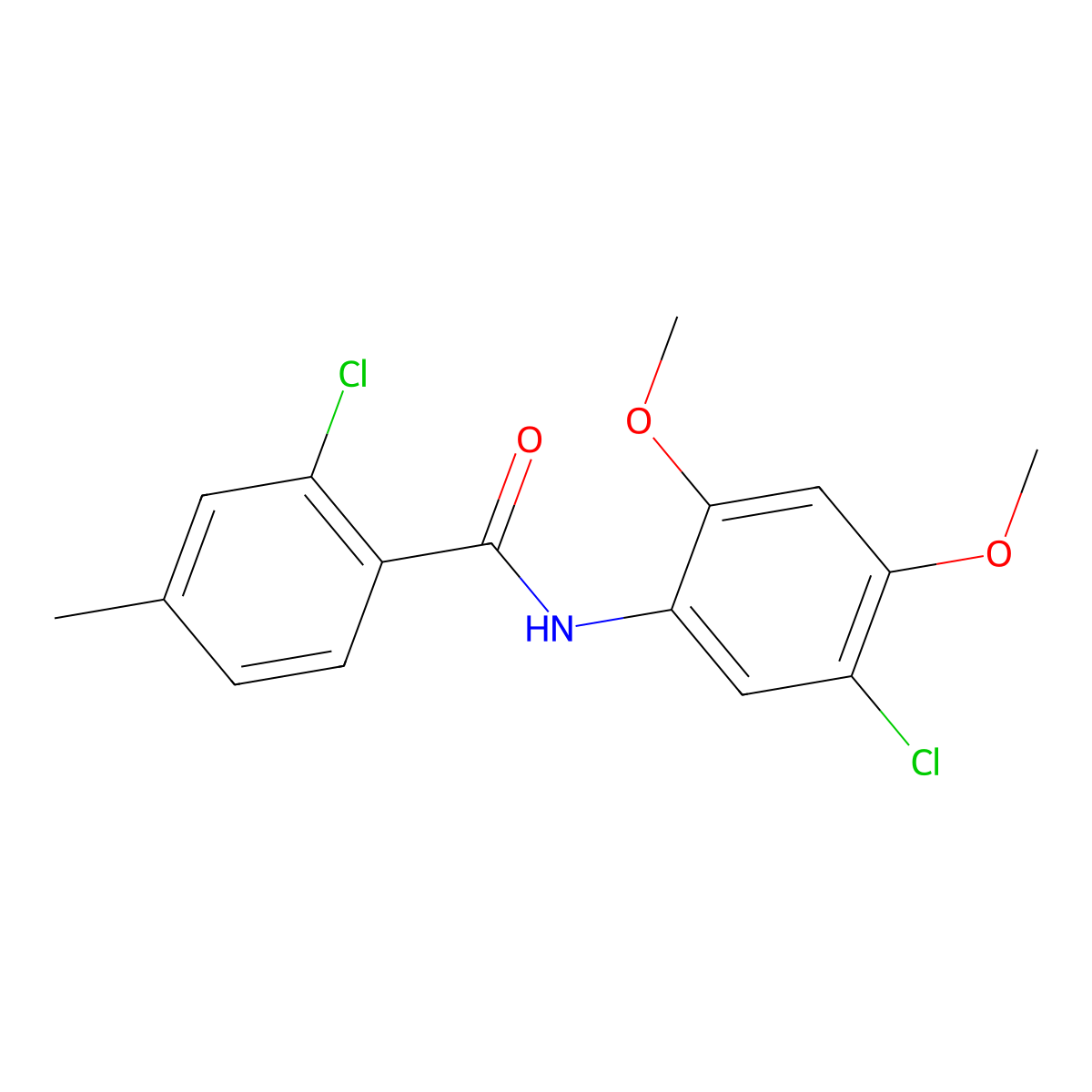 2-Chloro-n-(5-chloro-2,4-dimethoxyphenyl)-4-methylbenzamide molecular structure, CAS 6634-91-9