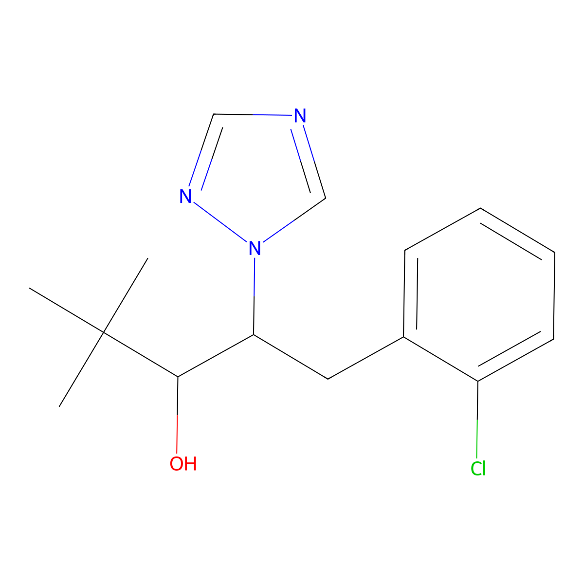 1-(2-chlorophenyl)-4,4-dimethyl-2-(1H-1,2,4-triazol-1-yl)-3-pentanol molecular structure, CAS 66345-66-2