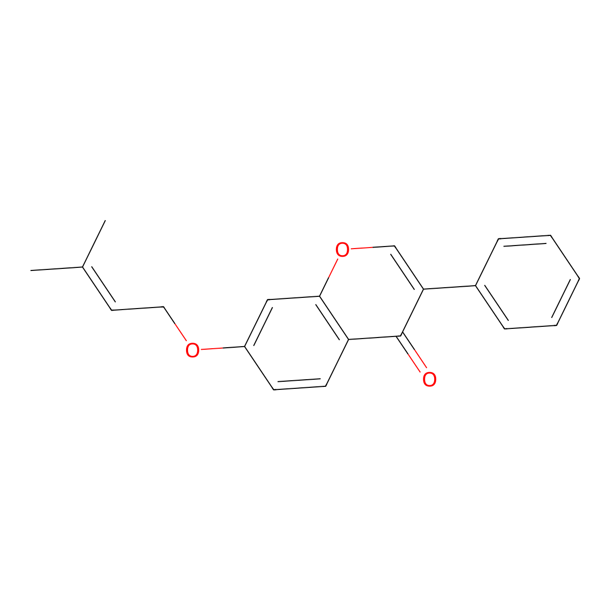 7-((3-methylbut-2-en-1-yl)oxy)-3-phenyl-4H-chromen-4-one molecular structure, CAS 66346-74-5