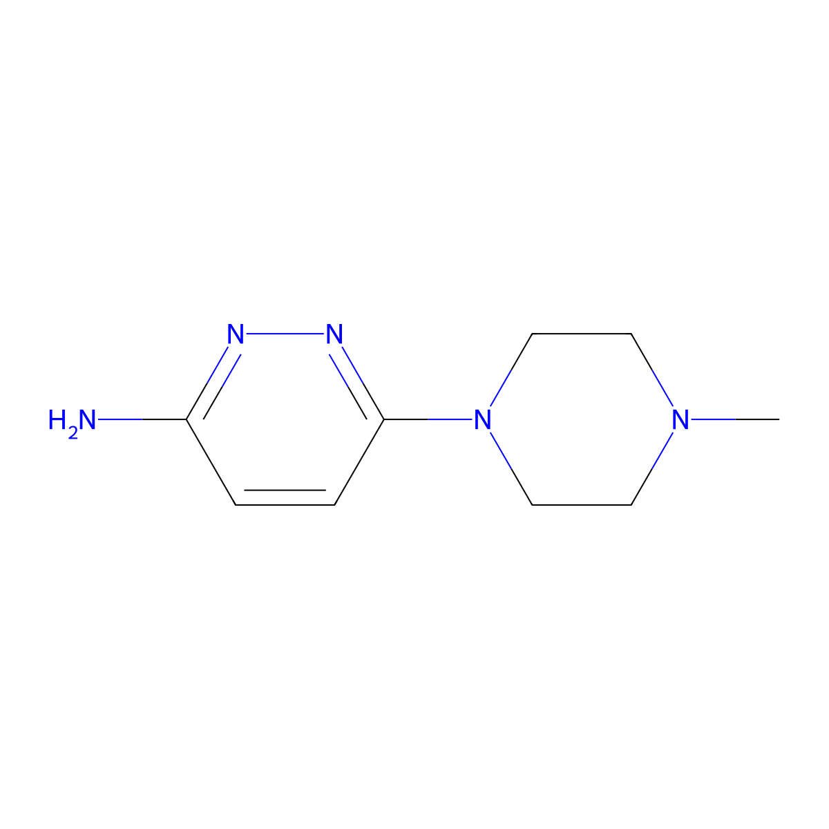 3-Pyridazinamine, 6-(4-methyl-1-piperazinyl)- molecular structure, CAS 66346-94-9