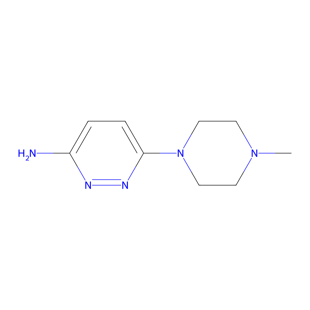 3-Pyridazinamine, 6-(4-methyl-1-piperazinyl)- molecular structure, CAS 66346-94-9