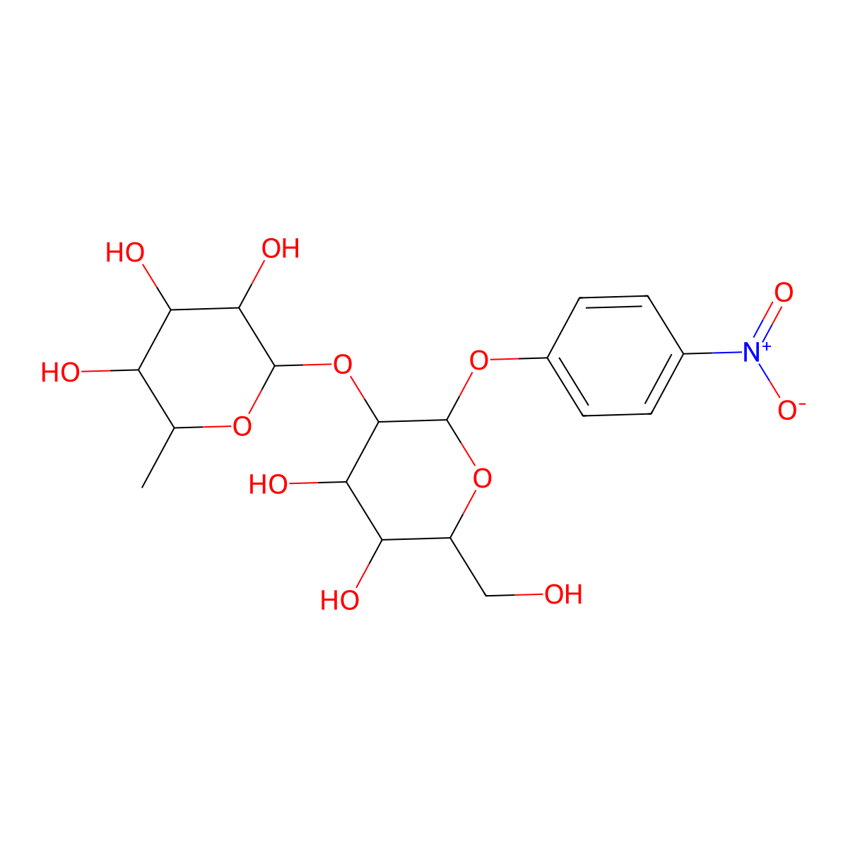 4-nitrophenyl-2-O-(alpha-L-fucopyranosyl)-beta-D-galactopyranoside molecular structure, CAS 66347-27-1