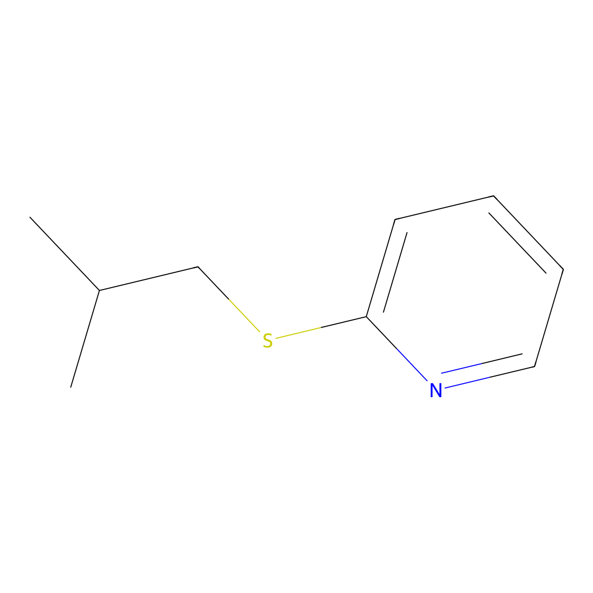 2-[(2-Methylpropyl)thio]pyridine molecular structure, CAS 66348-68-3