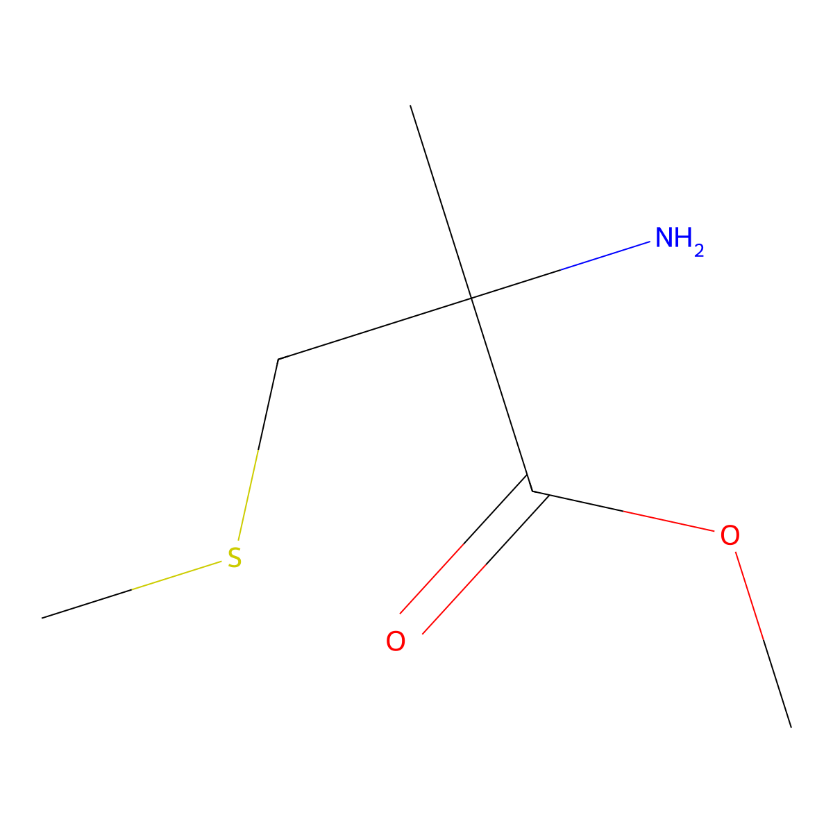 Methyl 2-amino-2-methyl-3-(methylsulfanyl)propanoate molecular structure, CAS 66349-35-7