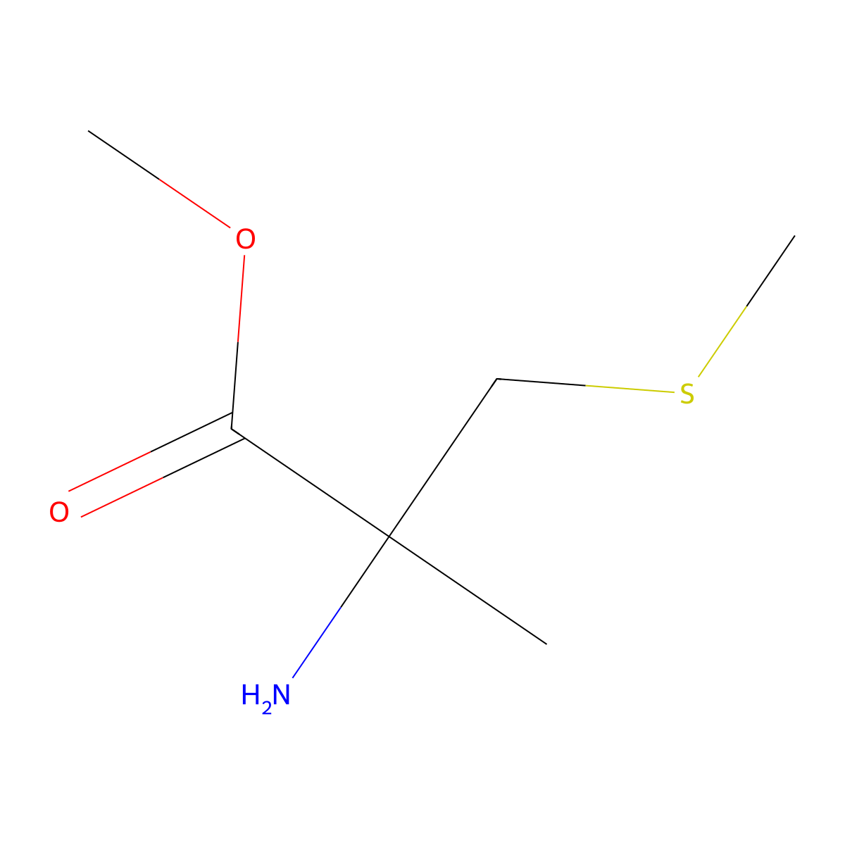 Methyl 2-amino-2-methyl-3-(methylsulfanyl)propanoate molecular structure, CAS 66349-35-7