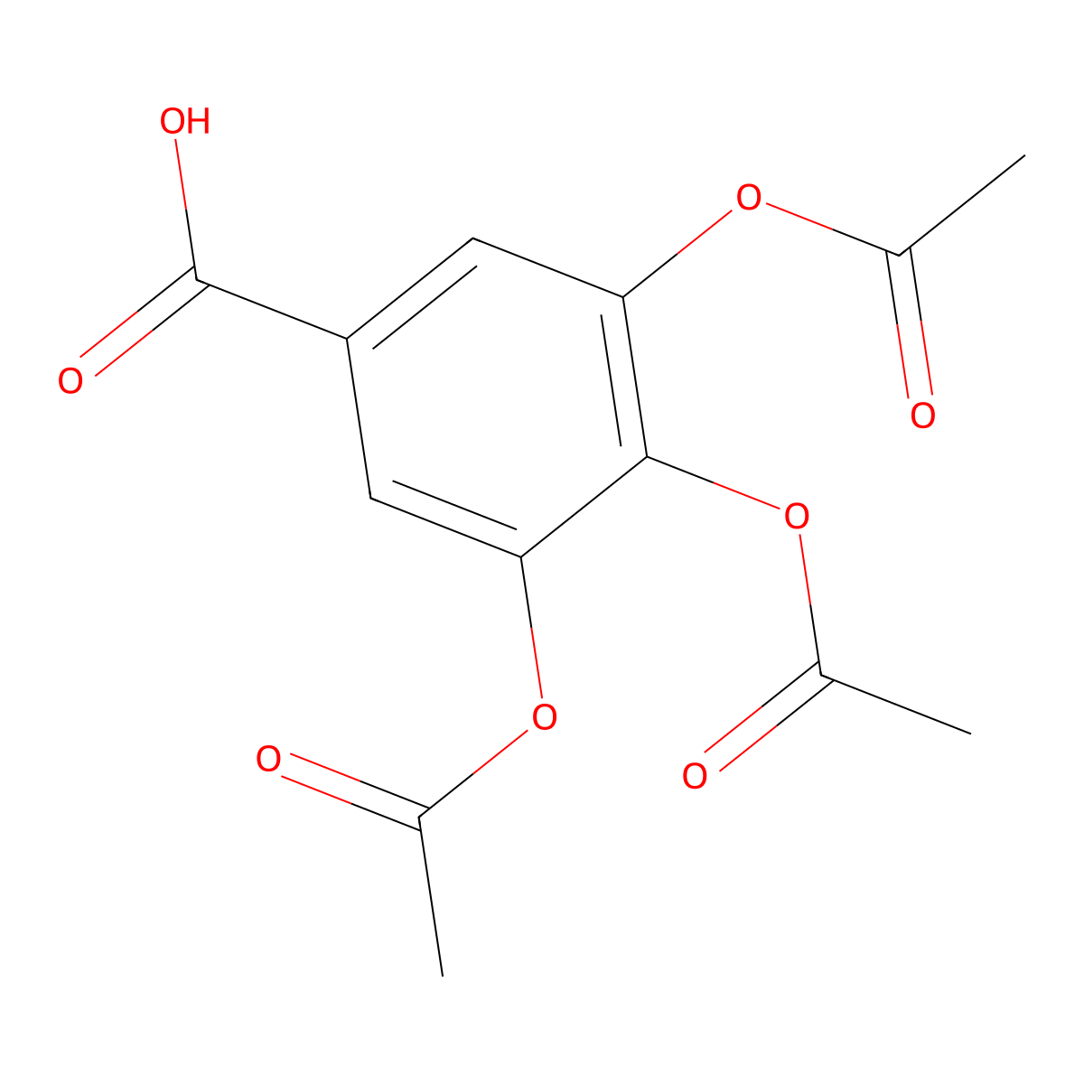 Benzoic acid, 3,4,5-tris(acetyloxy)- molecular structure, CAS 6635-24-1