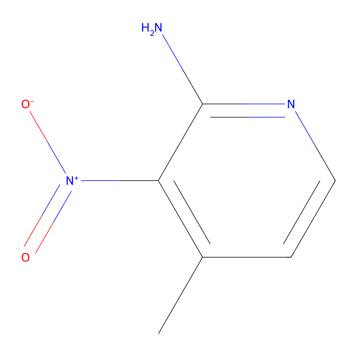 2-Amino-4-methyl-3-nitropyridine molecular structure, CAS 6635-86-5