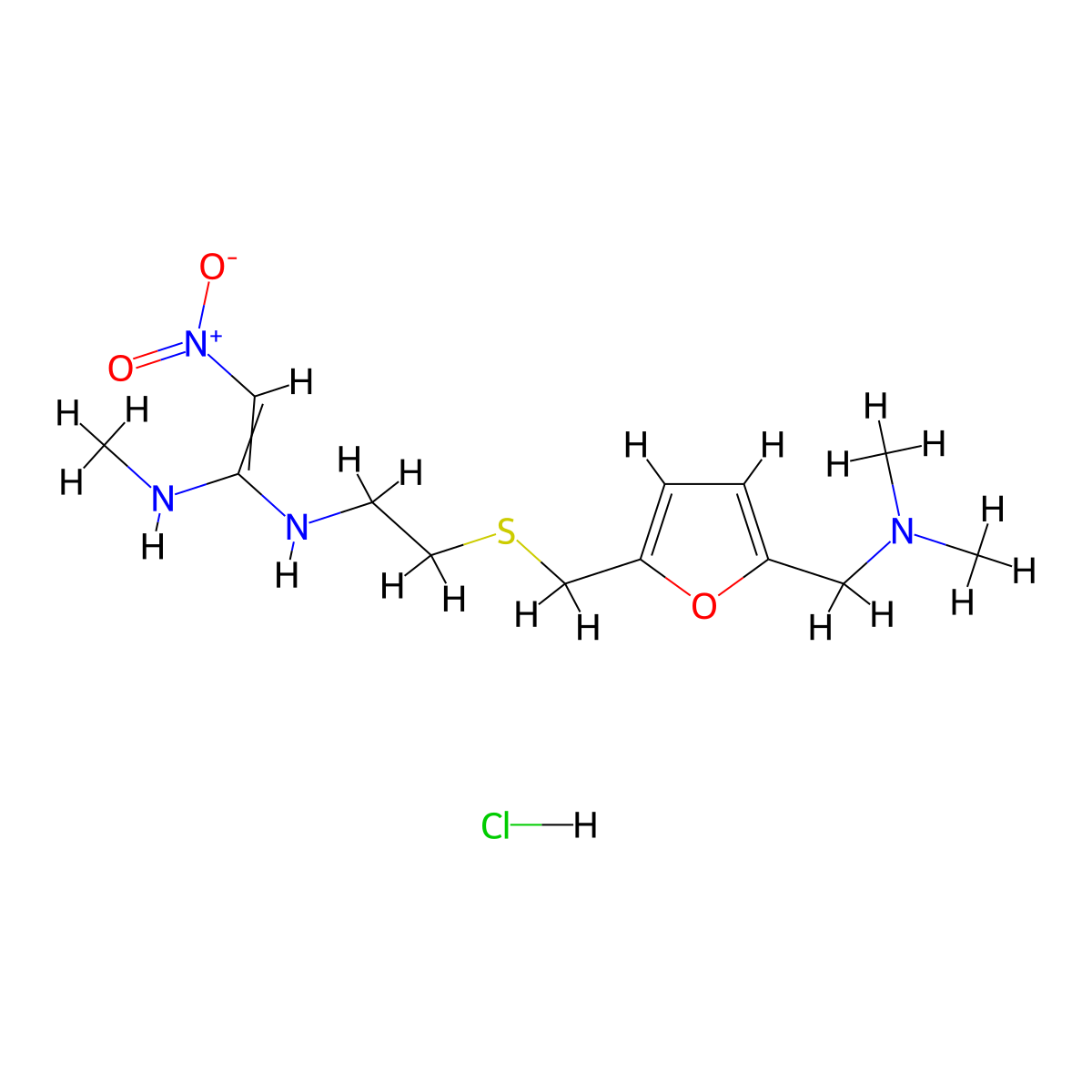 Zantac molecular structure, CAS 66357-59-3