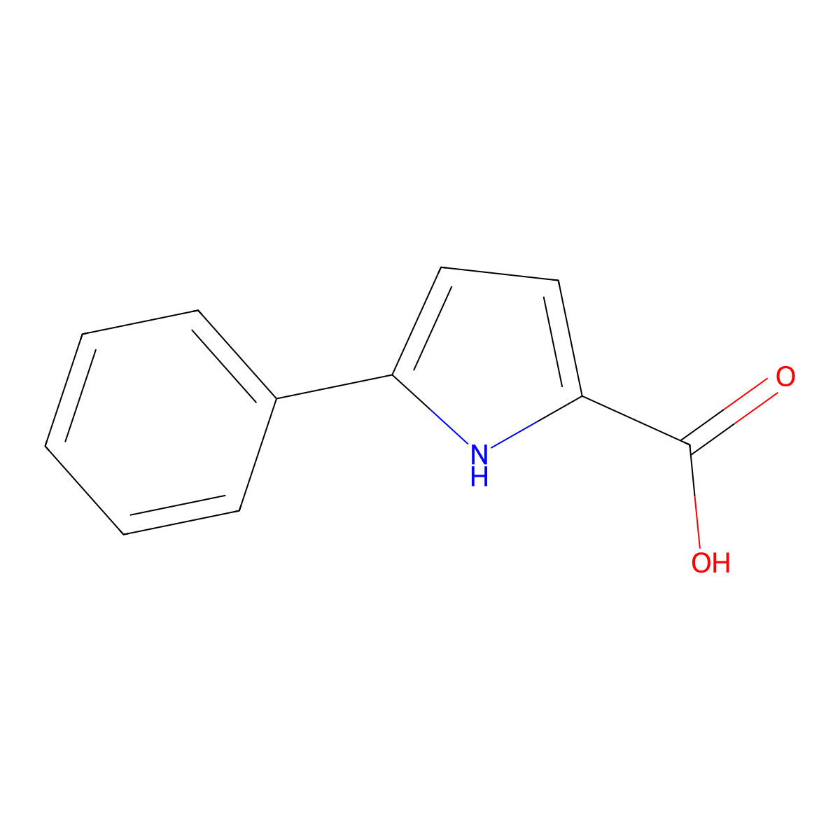 5-phenyl-1H-pyrrole-2-carboxylic acid molecular structure, CAS 6636-06-2