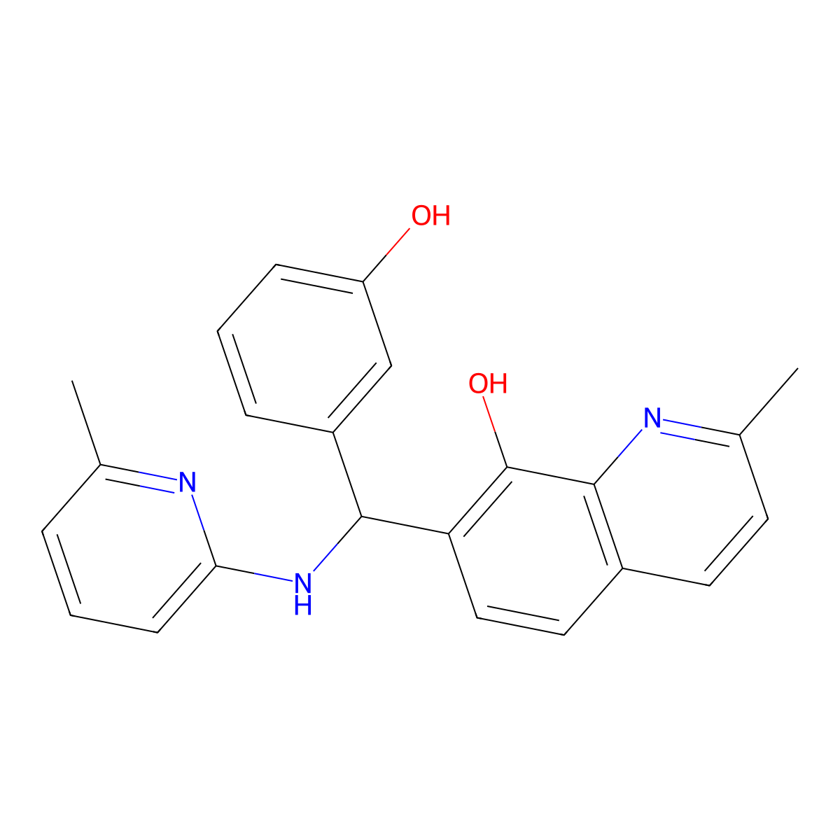 7-{(3-Hydroxyphenyl)[(6-methylpyridin-2-yl)amino]methyl}-2-methylquinolin-8-ol molecular structure, CAS 6636-37-9