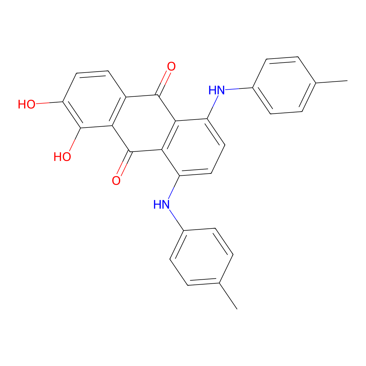 1,2-Dihydroxy-5,8-bis[(4-methylphenyl)amino]anthracene-9,10-dione molecular structure, CAS 6636-38-0