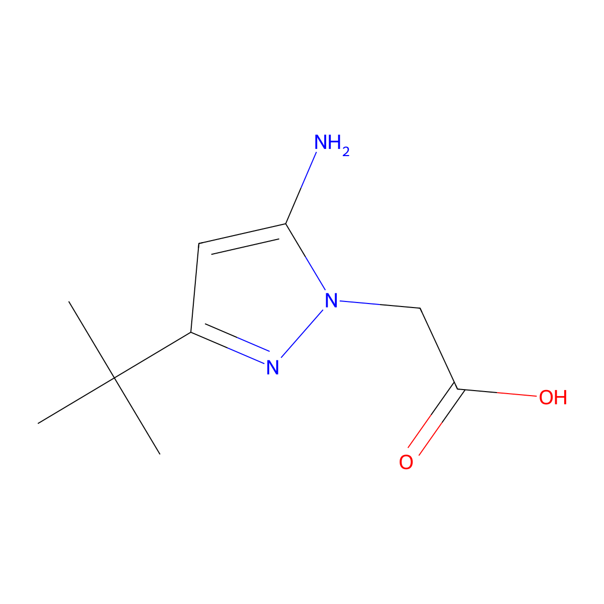 2-(5-amino-3-tert-butyl-1H-pyrazol-1-yl)acetic acid molecular structure, CAS 663616-38-4