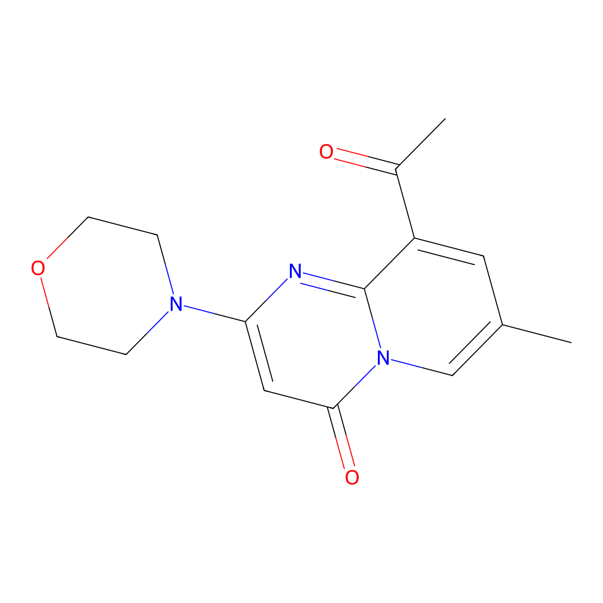 9-Acetyl-7-methyl-2-morpholino-4H-pyrido[1,2-a]pyrimidin-4-one molecular structure, CAS 663619-91-8