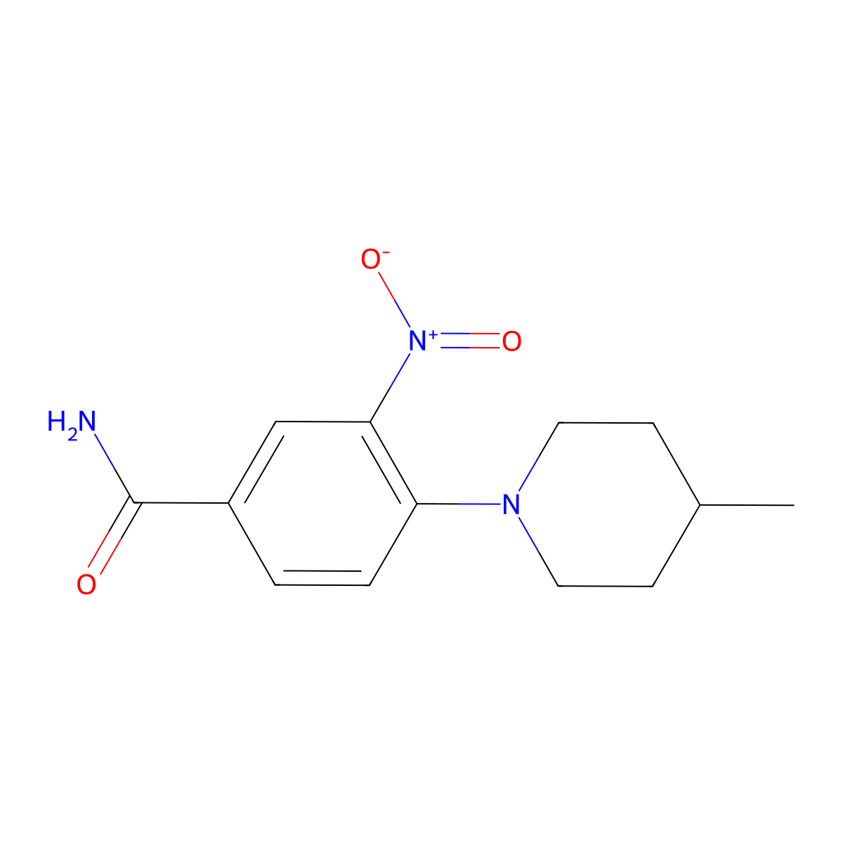 4-(4-Methylpiperidin-1-yl)-3-nitrobenzamide molecular structure, CAS 6637-54-3