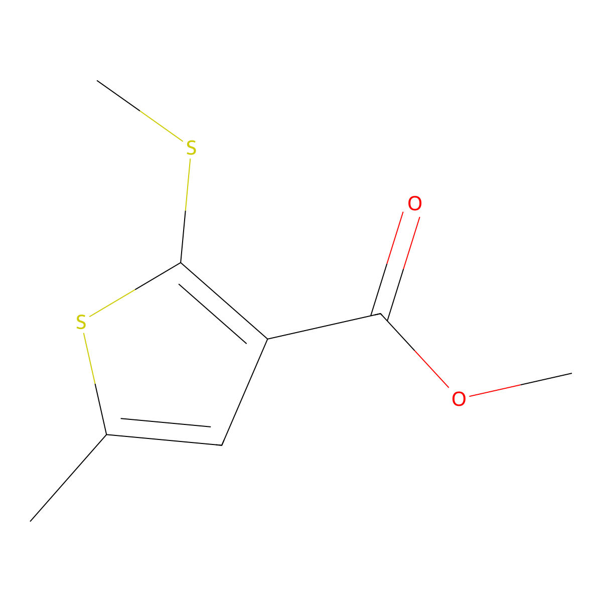 Methyl 5-methyl-2-(methylthio)-3-thiophenecarboxylate molecular structure, CAS 66372-97-2