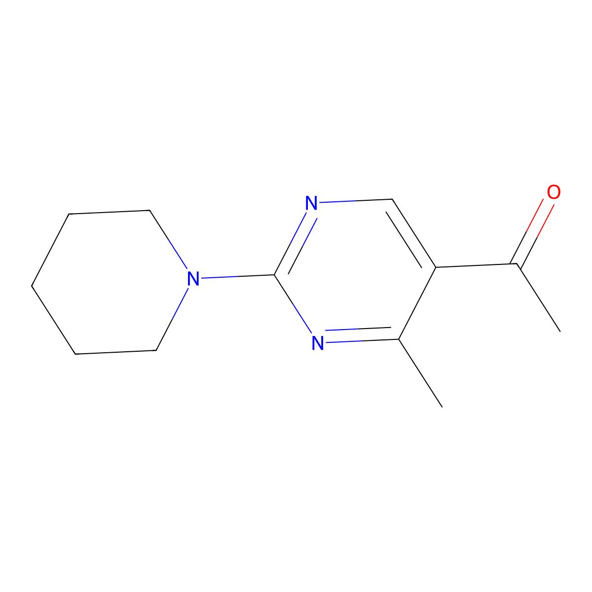1-[4-Methyl-2-(1-piperidinyl)-5-pyrimidinyl]ethanone molecular structure, CAS 66373-33-9
