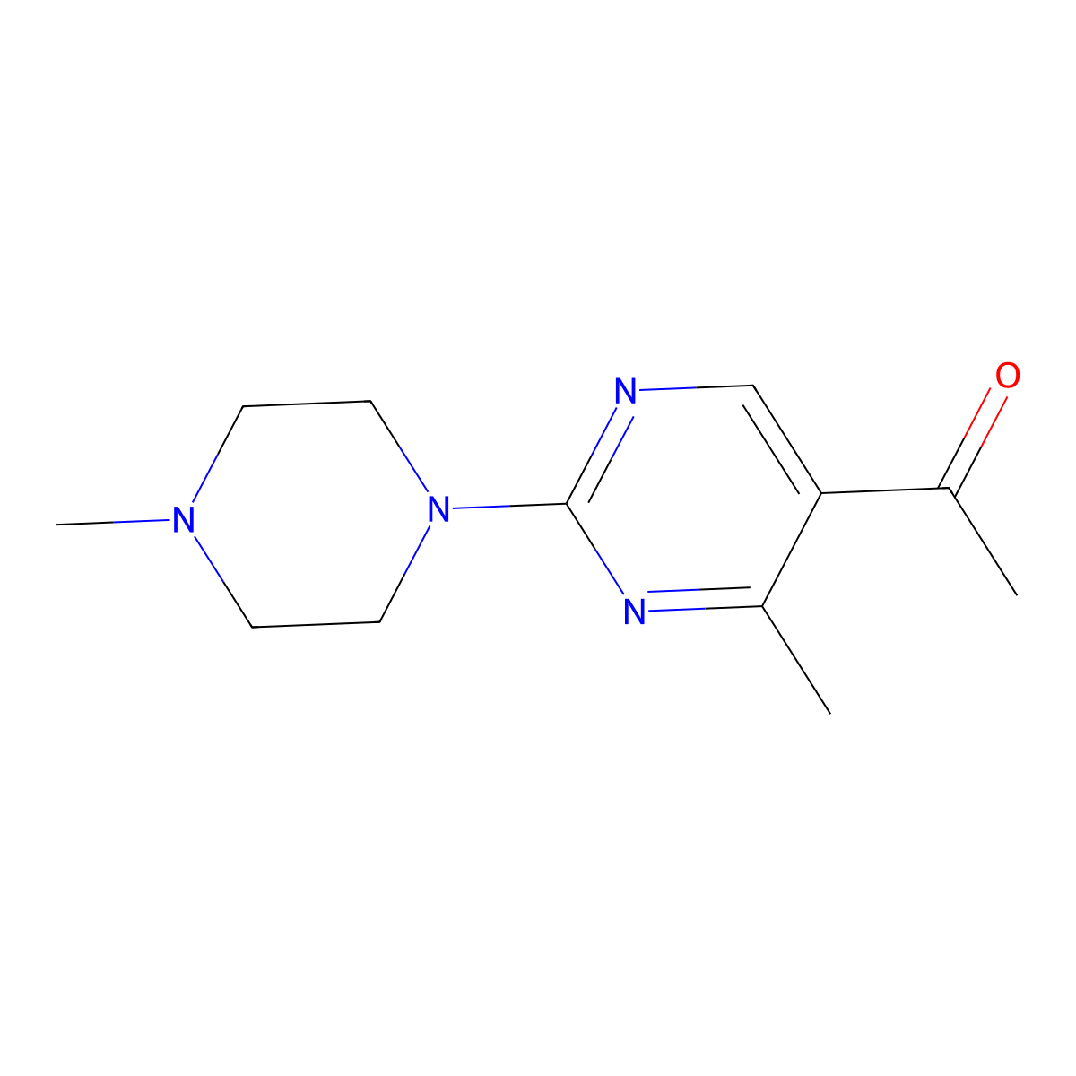 1-[4-Methyl-2-(4-methylpiperazin-1-yl)pyrimidin-5-yl]ethanone molecular structure, CAS 66373-34-0