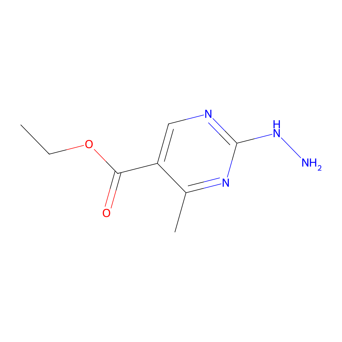 Ethyl 2-hydrazinyl-4-methylpyrimidine-5-carboxylate molecular structure, CAS 66373-46-4