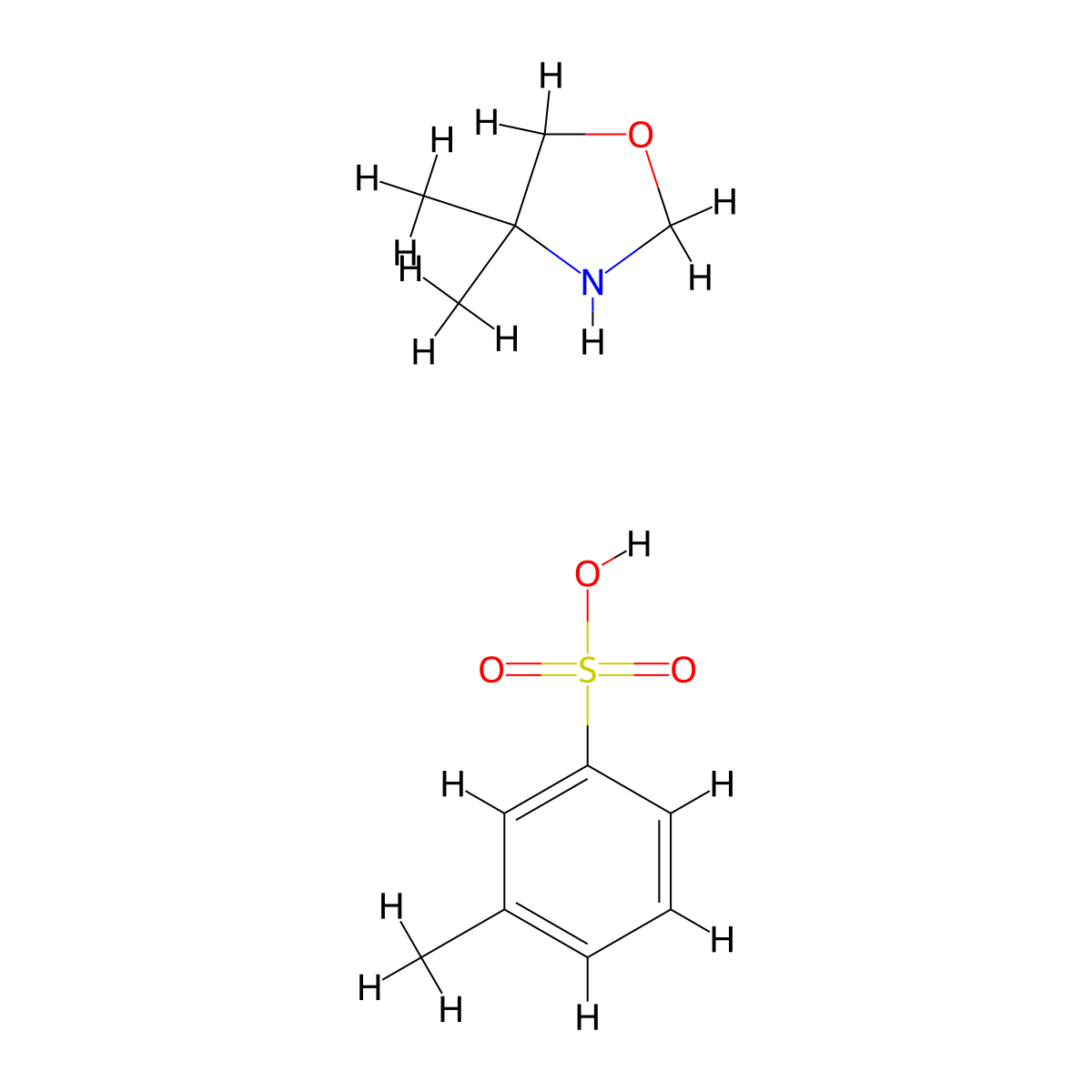 Benzenesulfonic acid, methyl-, compd. with 4,4-dimethyloxazolidine (1:1) molecular structure, CAS 66375-36-8