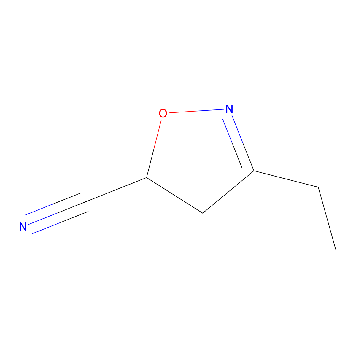 3-Ethyl-4,5-dihydro-1,2-oxazole-5-carbonitrile molecular structure, CAS 66376-13-4