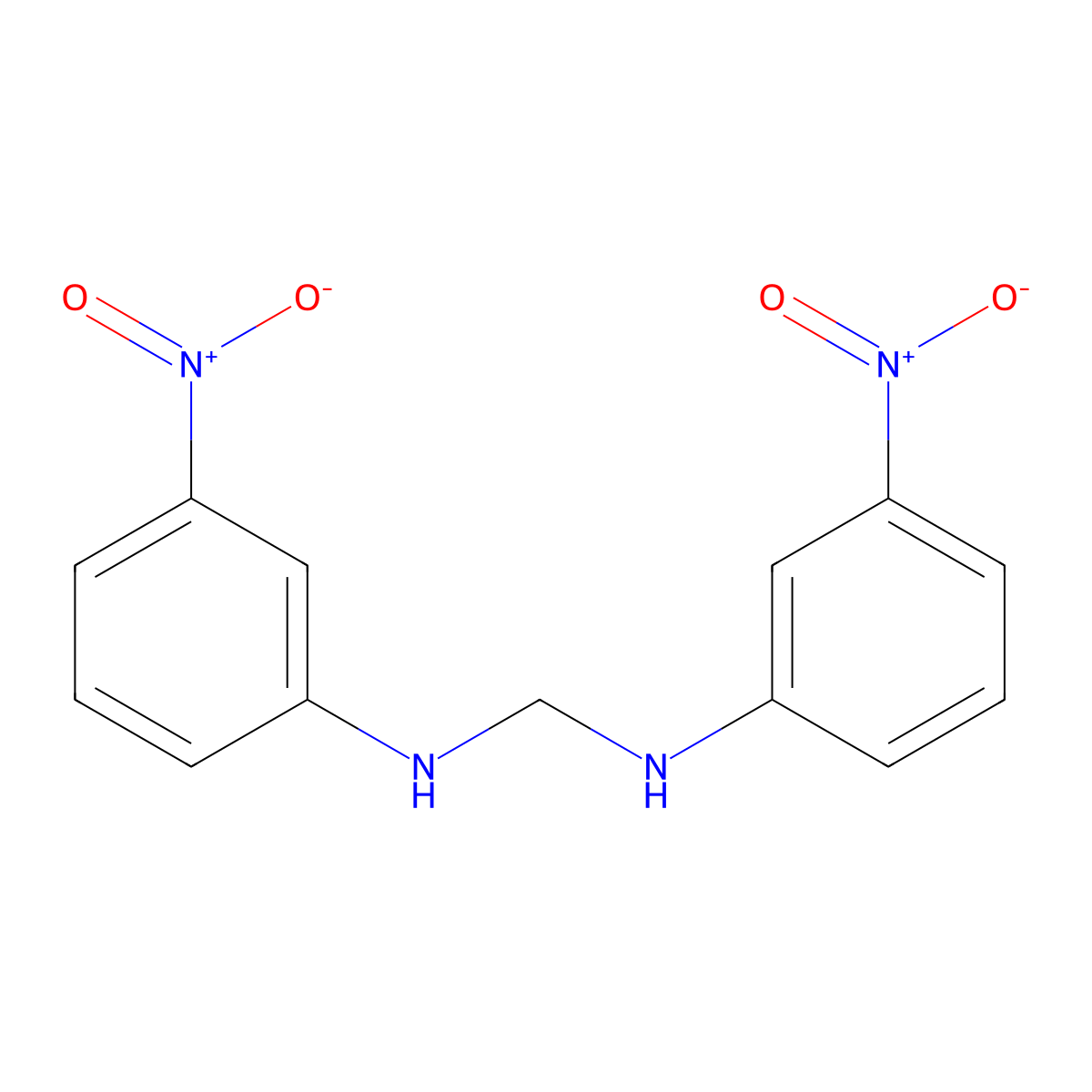 N,N'-bis(3-nitrophenyl)methanediamine molecular structure, CAS 6638-08-0