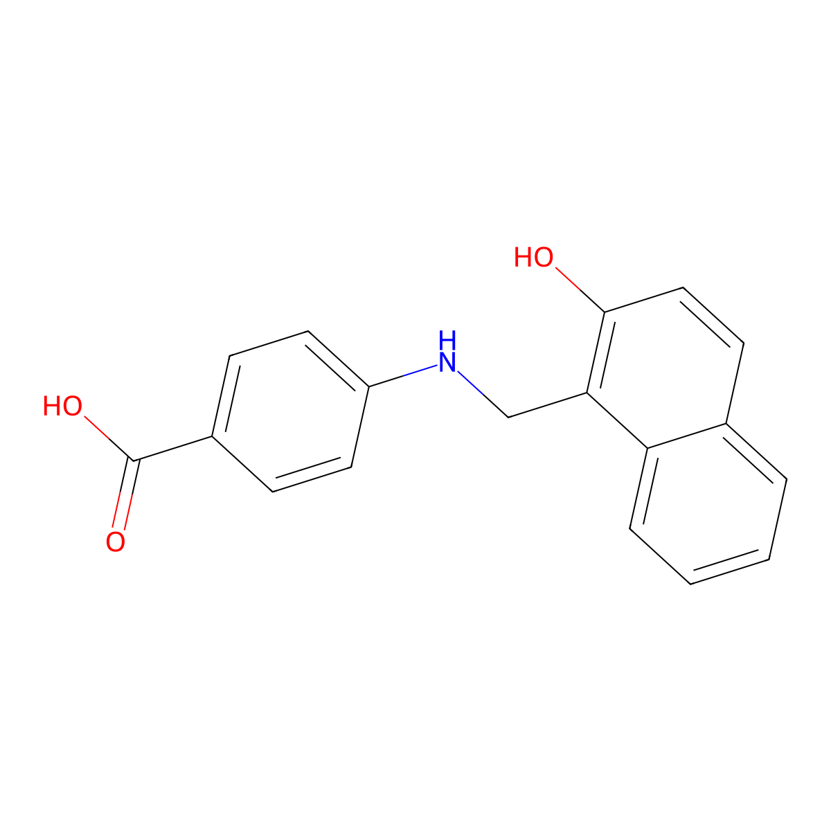 4-{[(2-Hydroxynaphthalen-1-yl)methyl]amino}benzoic acid molecular structure, CAS 6638-22-8