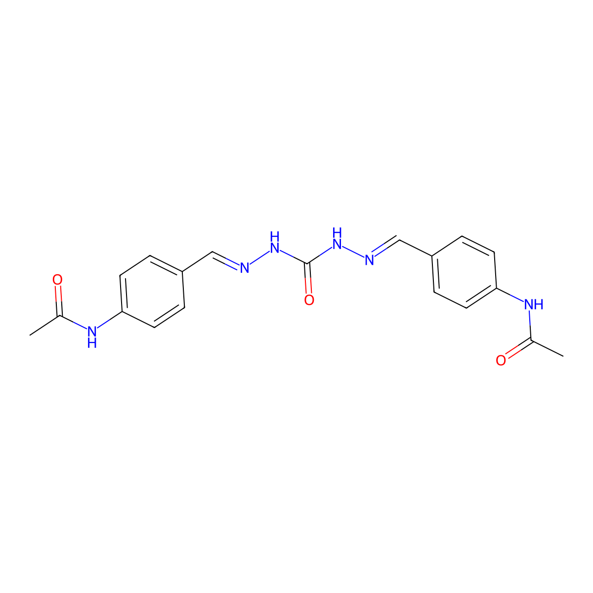N-[4-[[[(4-acetamidophenyl)methylideneamino]carbamoylhydrazinylidene]methyl]phenyl]acetamide molecular structure, CAS 6638-51-3