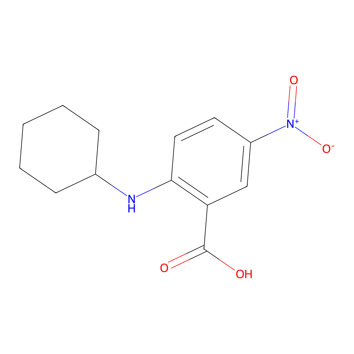 2-(Cyclohexylamino)-5-nitrobenzoic acid molecular structure, CAS 66380-72-1