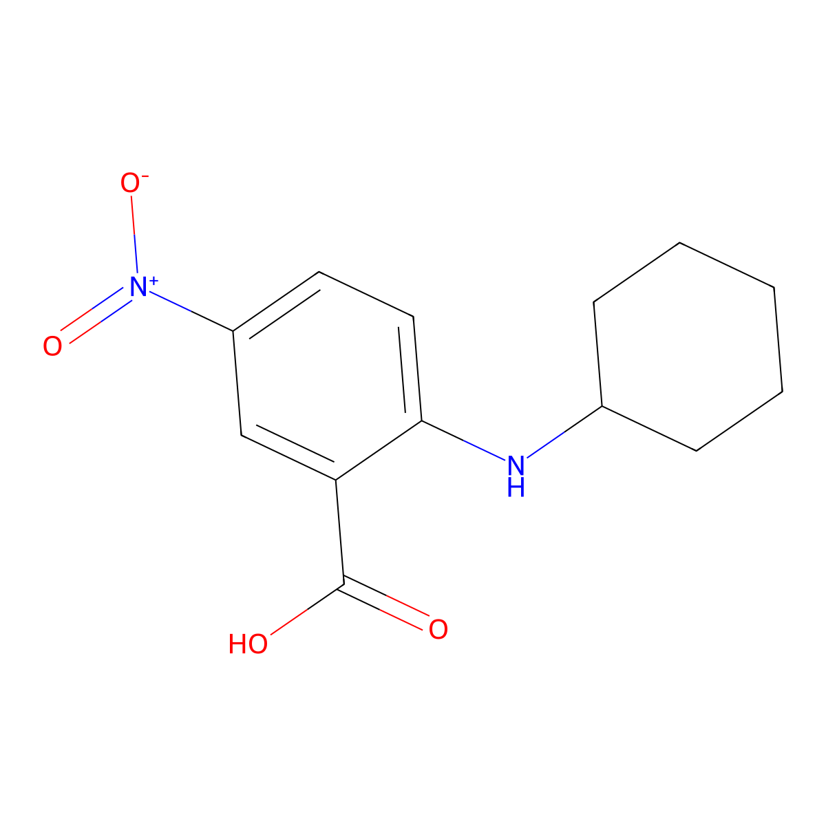 2-(Cyclohexylamino)-5-nitrobenzoic acid molecular structure, CAS 66380-72-1