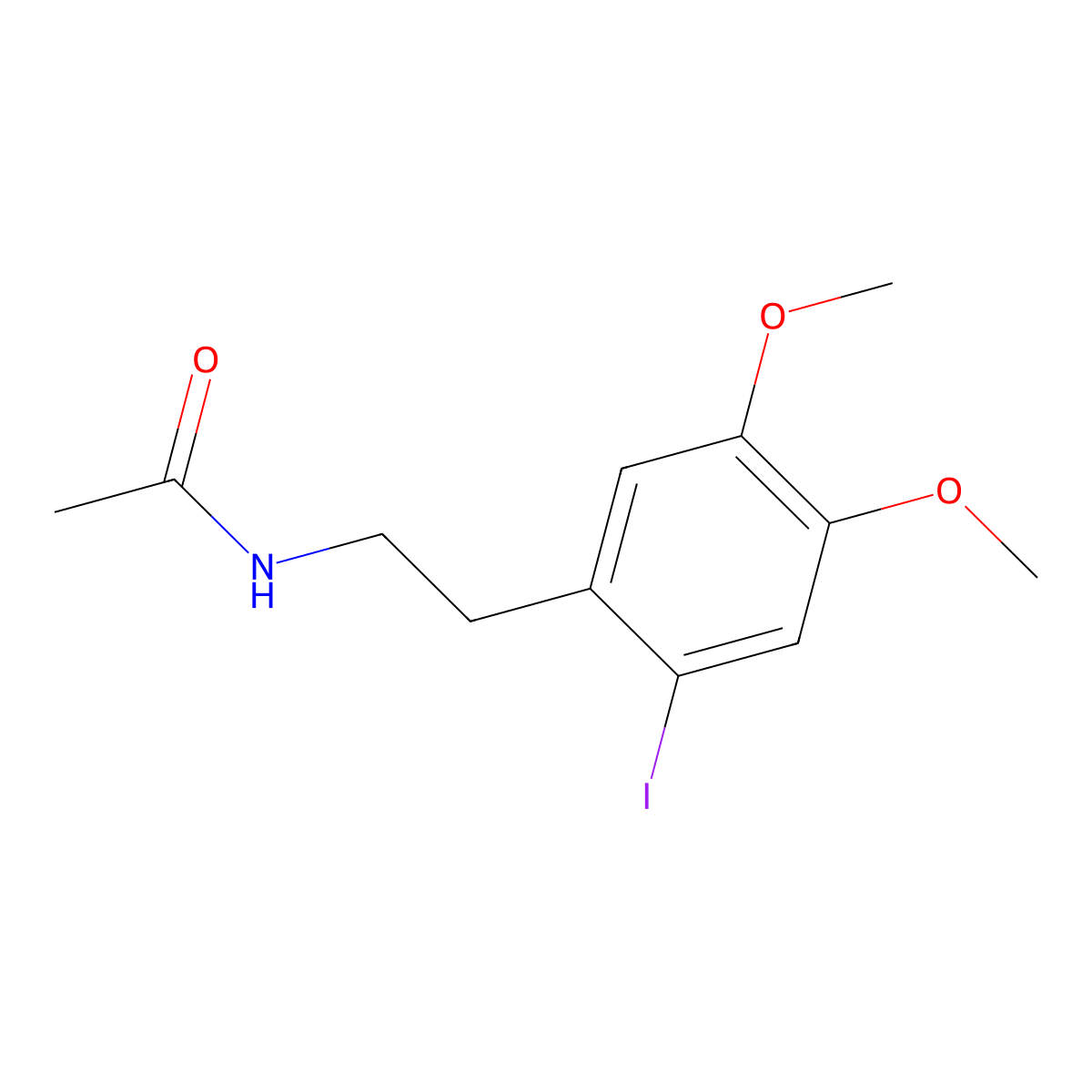 N-[2-(2-iodo-4,5-dimethoxyphenyl)ethyl]acetamide molecular structure, CAS 66384-45-0