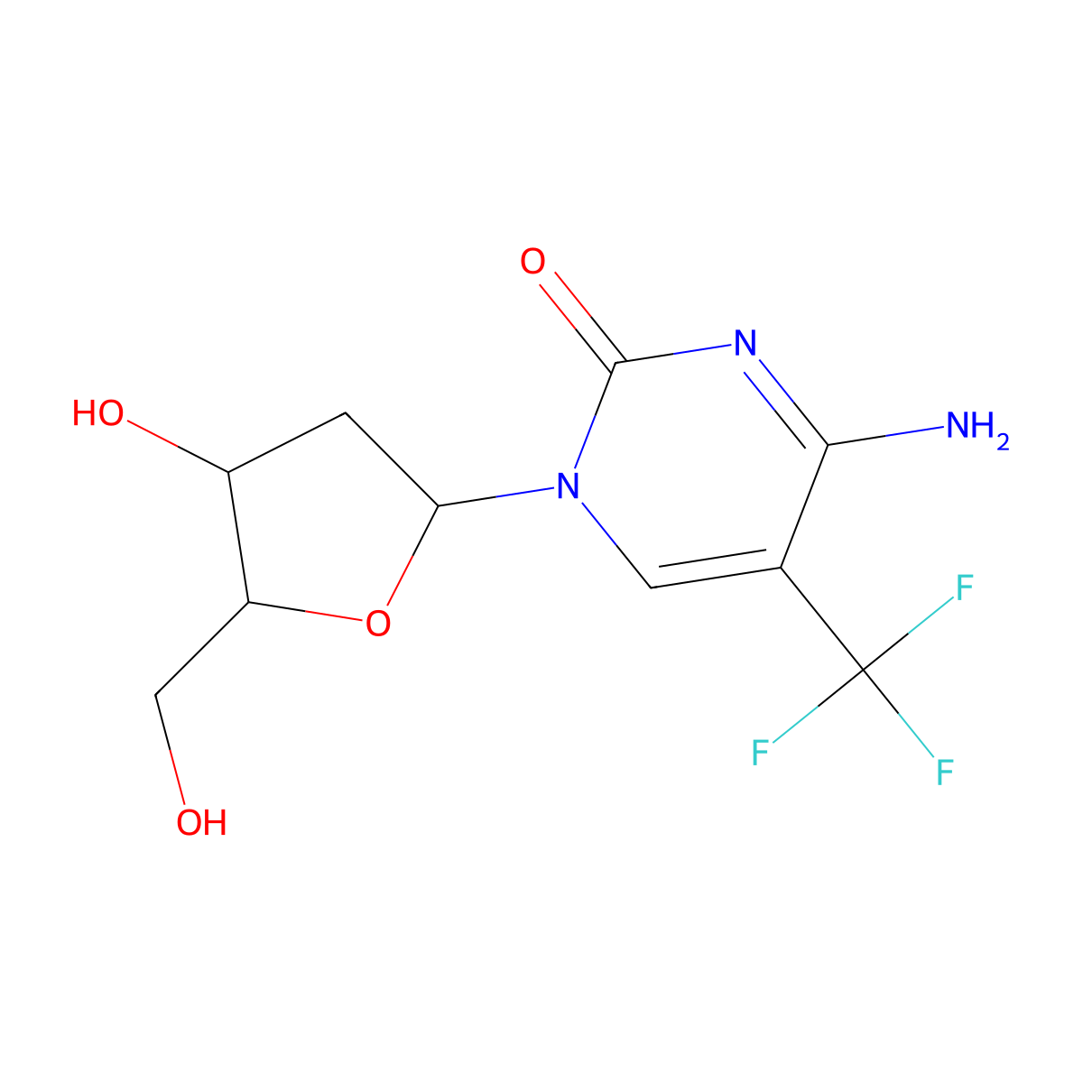 5-Trifluoromethyl-2'-deoxycytidine molecular structure, CAS 66384-66-5