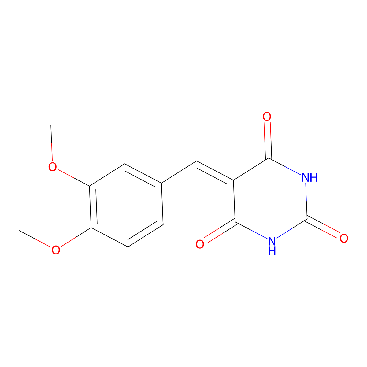 5-(3,4-Dimethoxy-benzylidene)-pyrimidine-2,4,6-trione molecular structure, CAS 66386-22-9