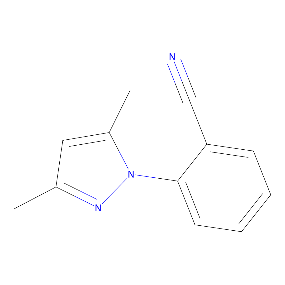 2-(3,5-dimethyl-1H-pyrazol-1-yl)benzonitrile molecular structure, CAS 663884-84-2