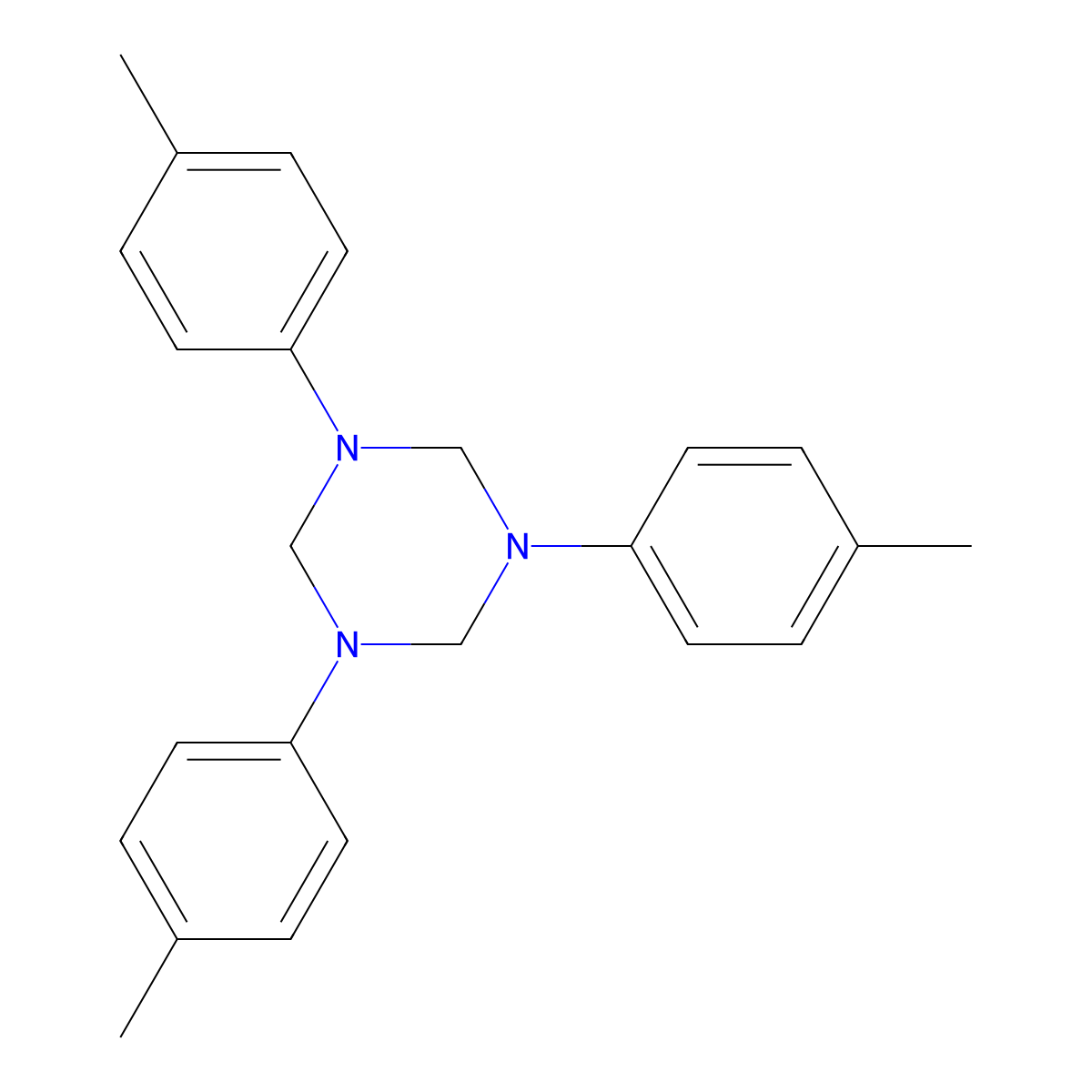 Hexahydro-1,3,5-tris(4-methylphenyl)-1,3,5-triazine molecular structure, CAS 6639-47-0