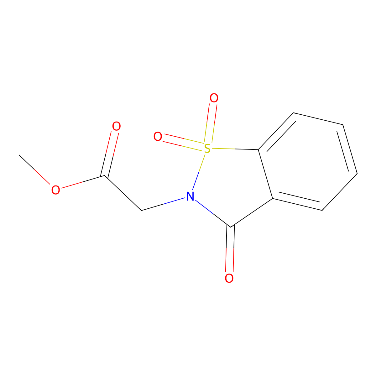 Saccharin N-(2-acetic acid methyl ester) molecular structure, CAS 6639-62-9