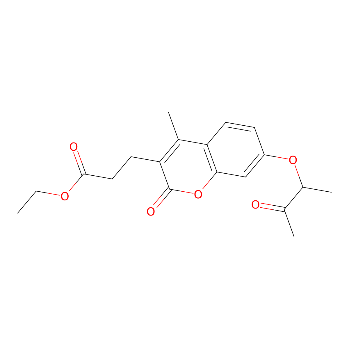 ethyl 3-[4-methyl-7-(1-methyl-2-oxopropoxy)-2-oxo-2H-chromen-3-yl]propanoate molecular structure, CAS 663910-75-6