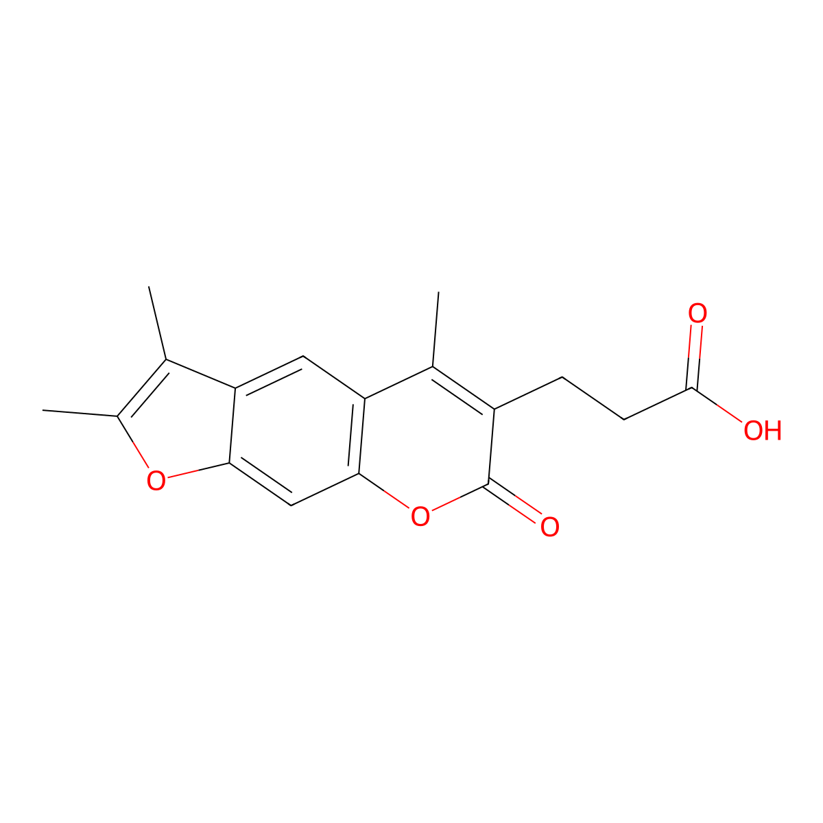 3-(2,3,5-trimethyl-7-oxo-7H-furo[3,2-g]chromen-6-yl)propanoic acid molecular structure, CAS 663910-76-7