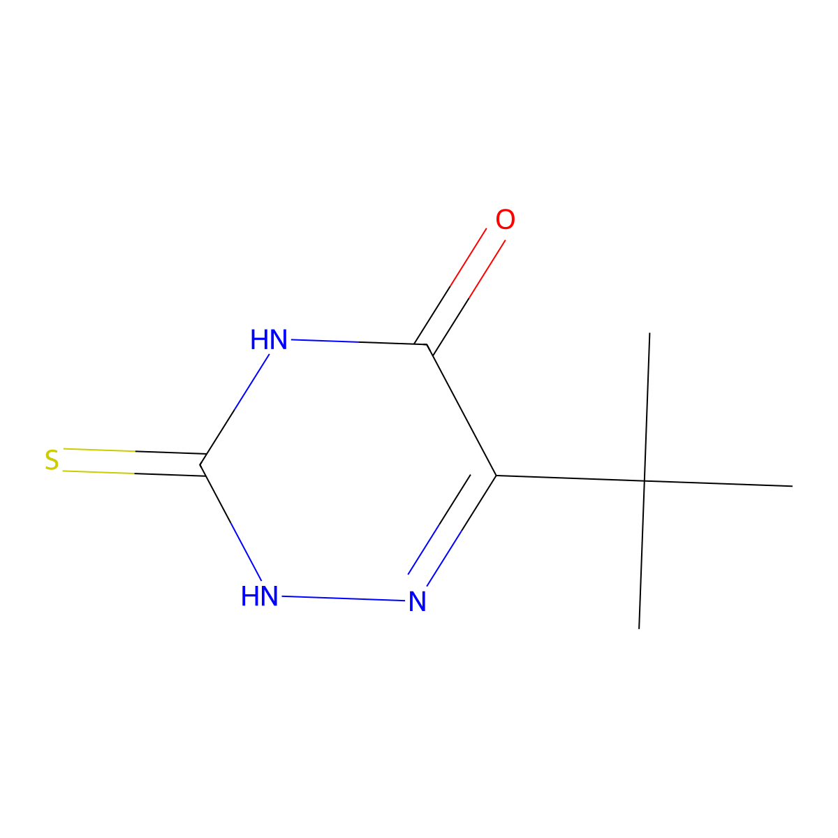 6-tert-Butyl-3-sulfanylidene-3,4-dihydro-1,2,4-triazin-5(2H)-one molecular structure, CAS 66392-60-7