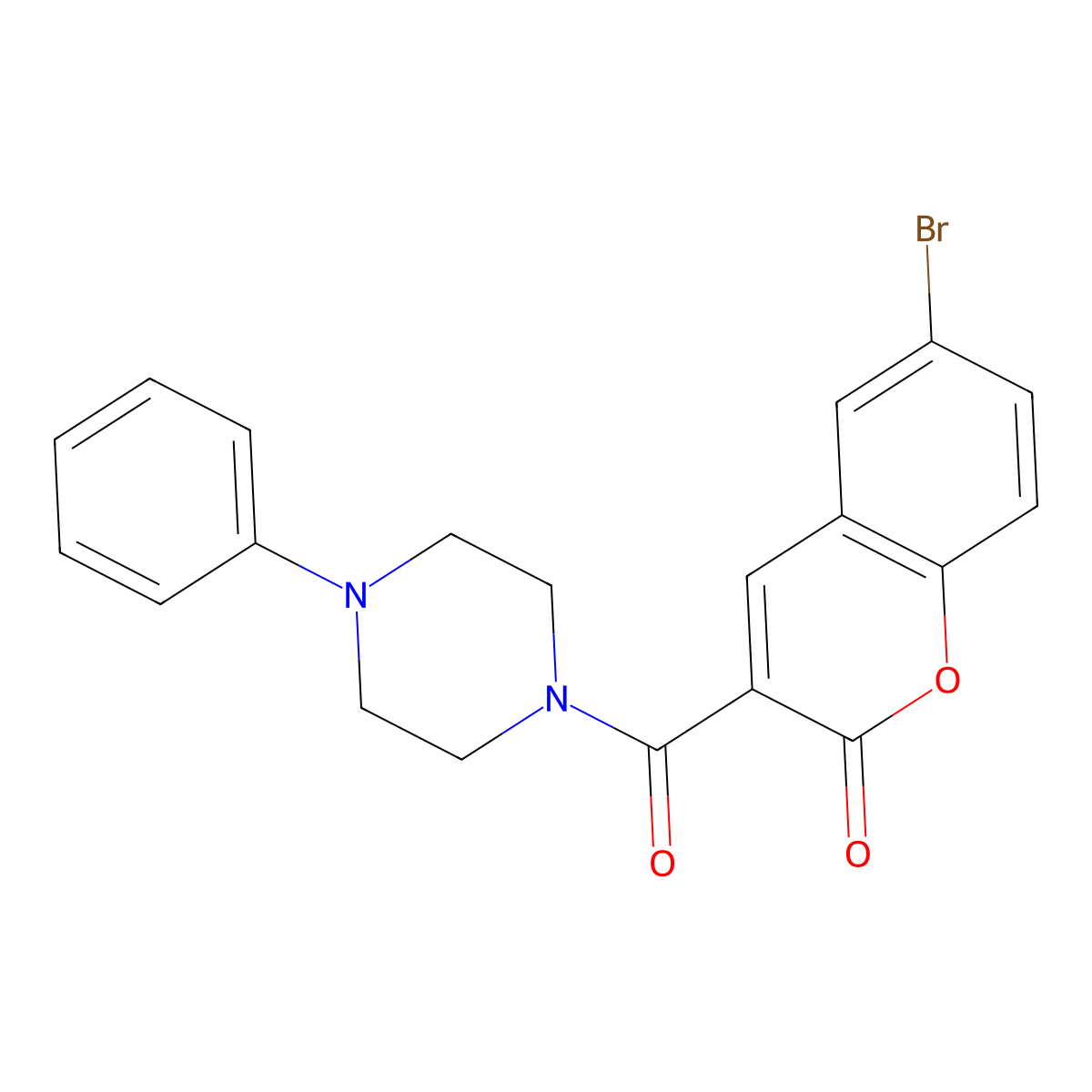 6-bromo-3-(4-phenylpiperazine-1-carbonyl)-2H-chromen-2-one molecular structure, CAS 663928-75-4